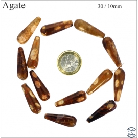 Perles semi précieuses en Agate - Cône/30 mm - Marron