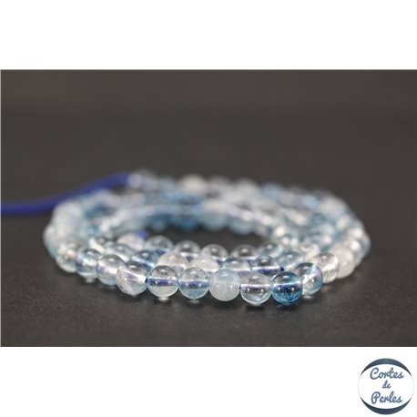 Perles semi précieuses en cristal crack - Rondes/6 mm - Bleu ciel