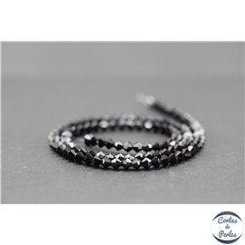 Perles en verre - Toupies/4 mm - Noir brillant