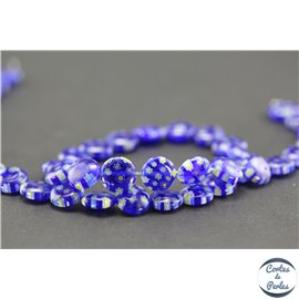 Perles millefiori en verre - Disques/10 mm - Bleu roi