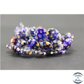 Perles millefiori en verre - Disques/12 mm - Bleu nuit