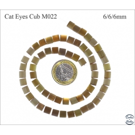 Perles oeil de chat lisses - Cubes/6 mm - Sienna
