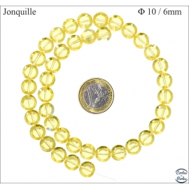 Perles Œil de Chat Lisses - Disque/10 mm - Jonquille