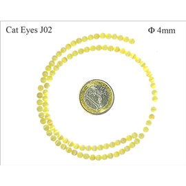 Perles oeil de chat lisses - Rondes/4 mm - Jonquille