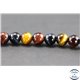 Perles semi précieuses en oeil de tigre - Ronde/6 mm - Multicolore - Grade A