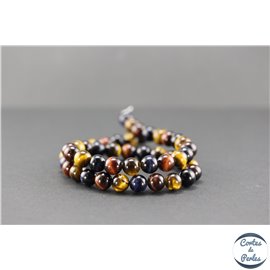 Perles en oeil de tigre multicolores - Rondes/8mm - Grade A