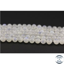 Perles semi précieuses en pierre de Lune - Ronde/8.5 mm - Blanc foggy - Grade AA