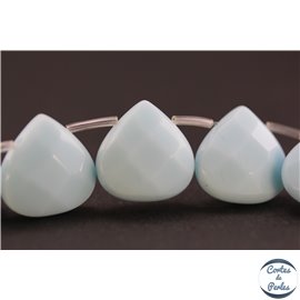Perles facettées en verre - Gouttes/16 mm - Bleu Turquoise Opaque
