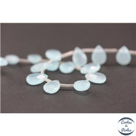 Perles facettées en verre - Gouttes/12 mm - Bleu lagon