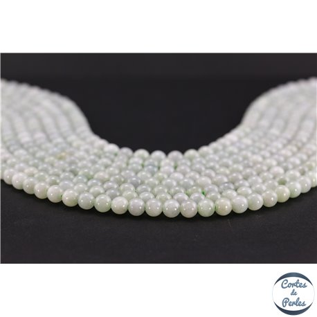 Perles semi précieuses en jadéite - Ronde/6 mm - Vert pâle