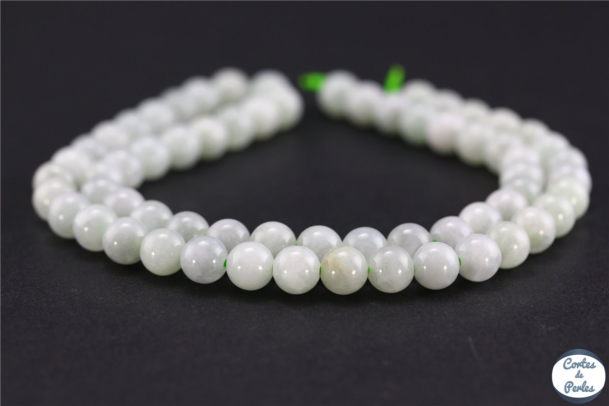 Perlin - Perles de jade en pierre semi-précieuse 10/8/6/4 mm opaque blanche  ronde pour chaque perle à enfiler pour le bricolage de chaîne (8 mm 1 rang)  : : Cuisine et Maison