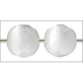 Perles oeil de chat facettées - Rondes/10 mm - Blanc