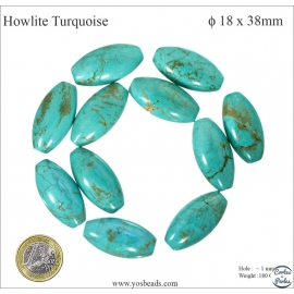 Perles en howlite turquoise - Olives/38mm