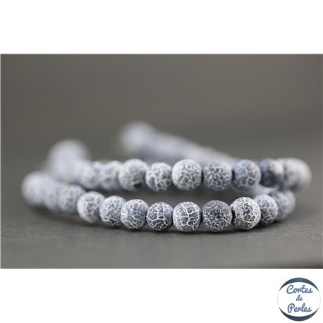 Perles dépolies en agate grise - Rondes/6mm