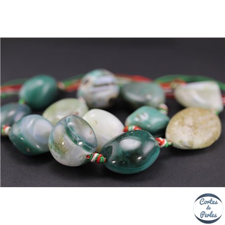 Perles semi précieuses en green agate - Pépites/20 mm