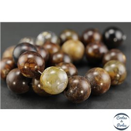 Perles semi précieuses en agate - Rondes/18 mm - Teck