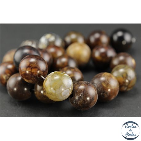 Perles semi précieuses en agate - Rondes/18 mm - Teck