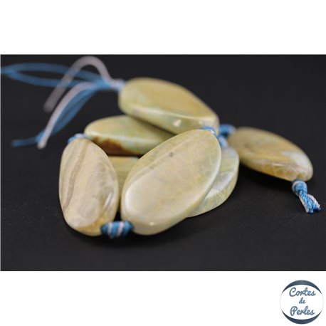 Perles semi précieuses en agate - Ovales/38 mm - Vert lagon