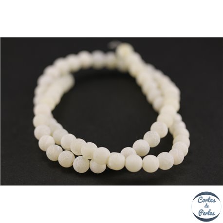 Perles semi précieuses en agate - Rondes/6 mm - Blanc dépoli