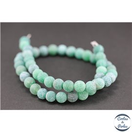 Perles semi précieuses en agate - Rondes/8 mm - Vert dépoli