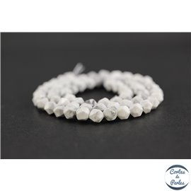 Perles semi précieuses en howlite - Pépite/6 mm - Blanc marbré