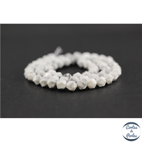Perles semi précieuses en howlite - Pépite/6 mm - Blanc marbré