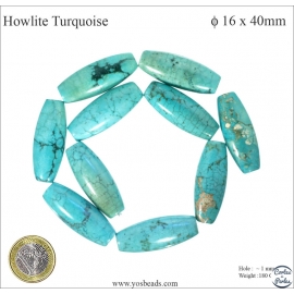 Perles en howlite turquoise - Tubes/40mm