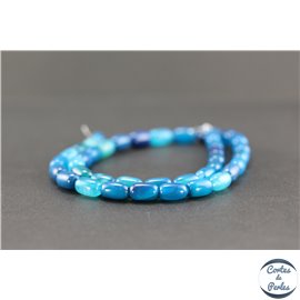 Perles en agate bleue flashy - Tonneau/6mm
