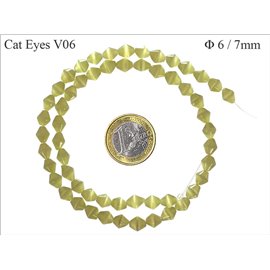 Perles Œil de Chat Facettées - Toupie/6 mm - Vert