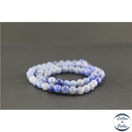 Perles semi précieuses en aventurine bleue - Ronde/6 mm