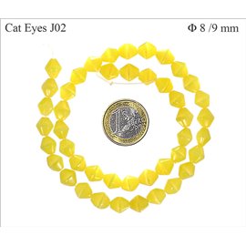 Perles Œil de Chat Facettées - Toupie/8 mm - Jaune