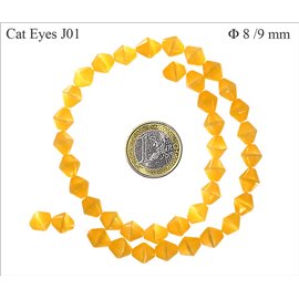 Perles Œil de Chat Facettées - Toupie/8 mm - Orange