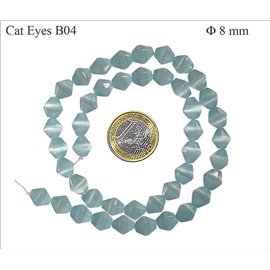 Perles Œil de Chat Facettées - Toupie/8 mm - Vert