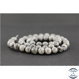 Perles en jaspe feuille d'argent - Rondes/8mm - Grade AB