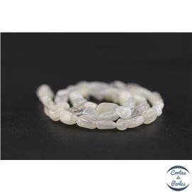 Perles semi précieuses en pierre de lune - Nuggets/6-12 mm - Blanc foggy