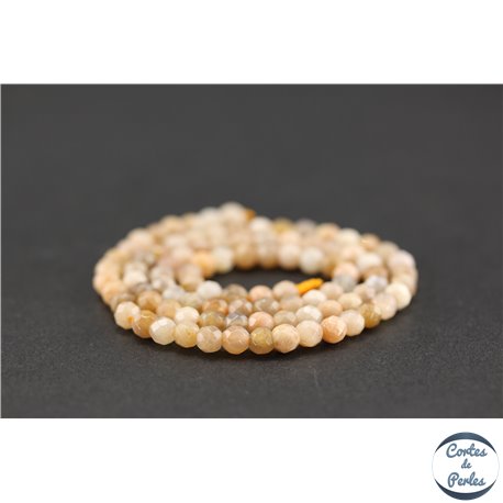 Perles semi précieuses en pierre de soleil - Ronde/4 mm