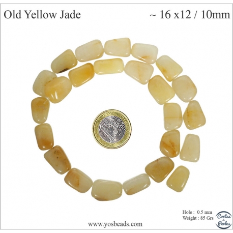 Perles semi précieuses en Jade - Nuggets/16 mm - Jaune