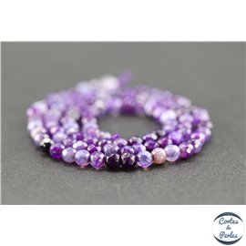 Perles semi précieuses en agate - Rondes/4 mm - Violet