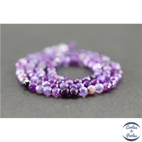 Perles semi précieuses en agate - Rondes/4 mm - Violet