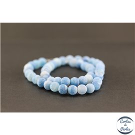 Perles dépolies en agate bleu ciel - Rondes/8mm