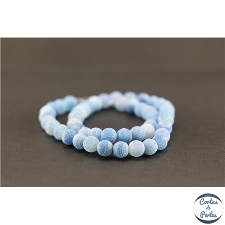 Perles semi précieuses en agate - Rondes/8 mm - Bleu ciel dépoli