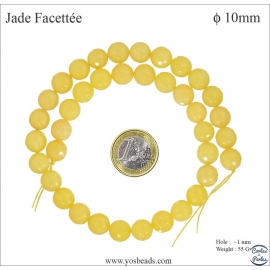 Perles semi précieuses en Jade - Ronde/10 mm - Bouton d'Or