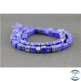 Perles semi précieuses en lapis lazuli d'Afghanistan - Cube/6,5 mm