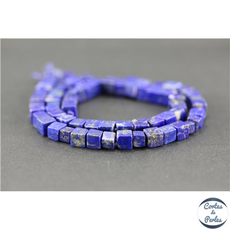 Perles semi précieuses en lapis lazuli d'Afghanistan - Cube/6,5 mm