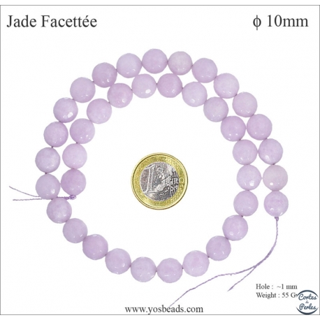 Perles semi précieuses en Jade - Ronde/10 mm - Glycine