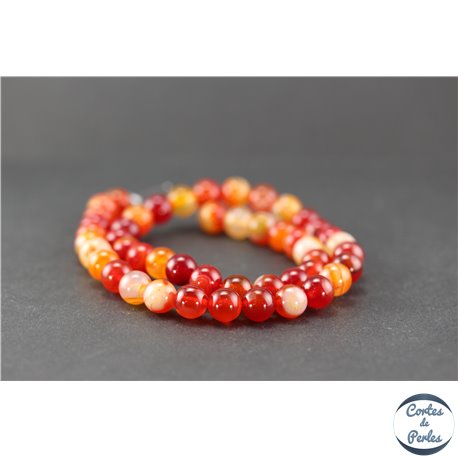 Perles semi précieuses en agate - Rondes/8 mm - Rouge orangé