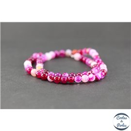 Perles semi précieuses en agate - Rondes/6 mm - Fuschia