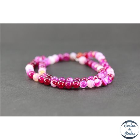 Perles semi précieuses en agate - Rondes/6 mm - Fuschia