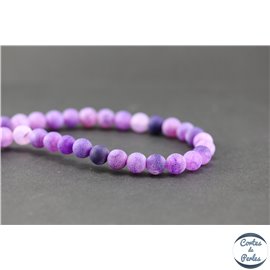 Perles dépolies en agate violet - Rondes/8mm