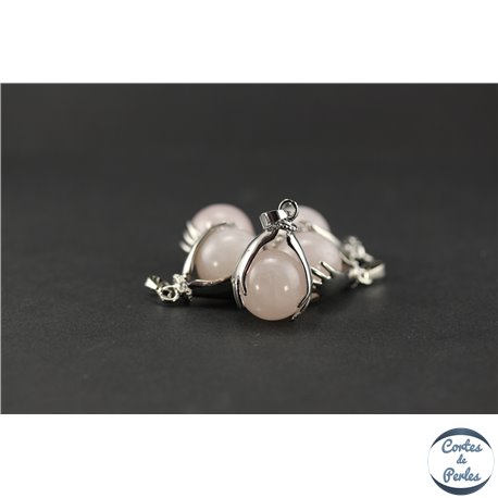 Lot de 5 pendentifs en quartz rose - Ronds/27 mm